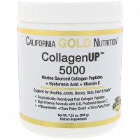 Морской коллаген-пептид California GOLD Nutrition "CollagenUP" 5000 mg, с гиалуроновой кислотой и витамином C (205 г)